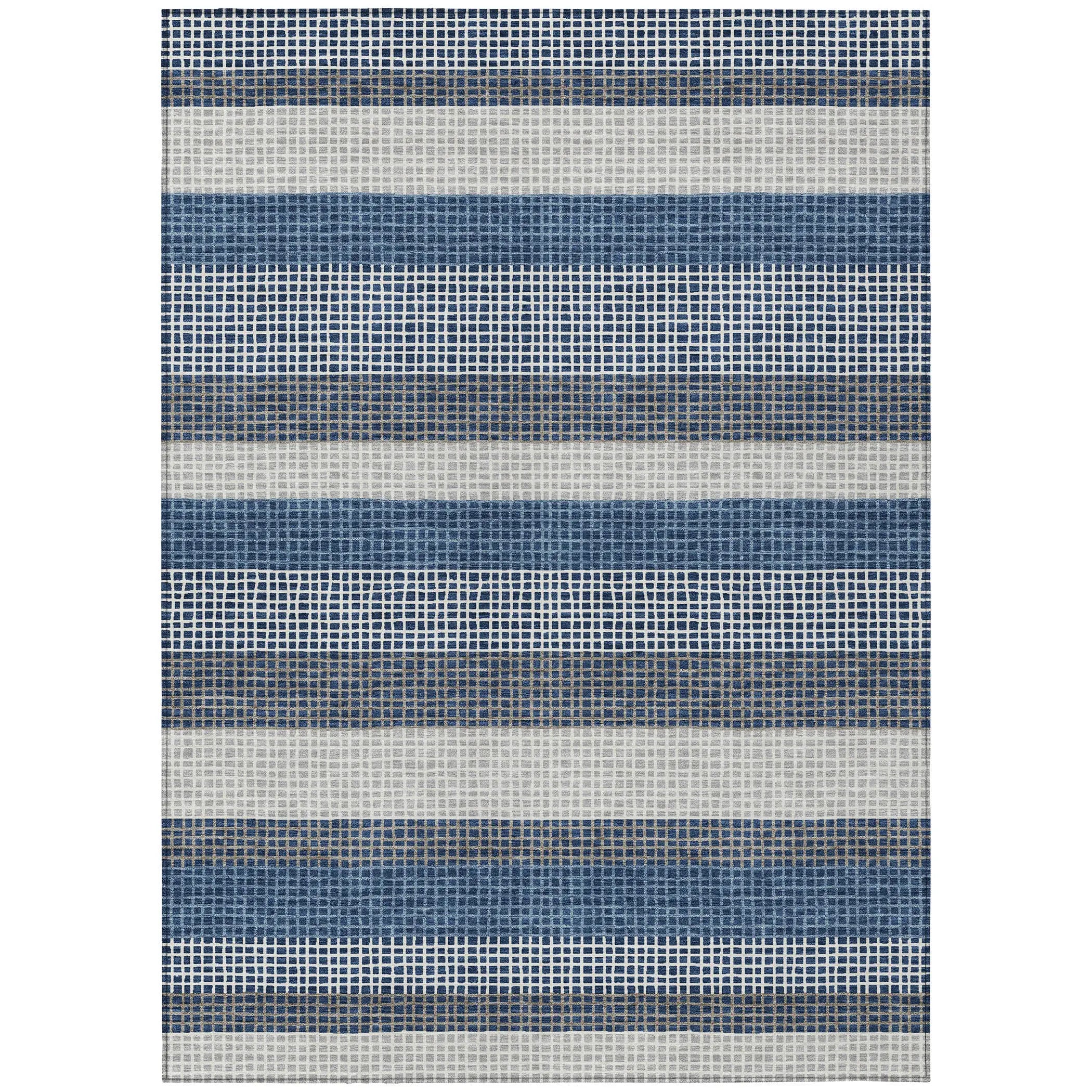 10' X 14' Navy Blue And Ivory Striped Washable Indoor Outdoor Area Rug Homeroots Outdoor