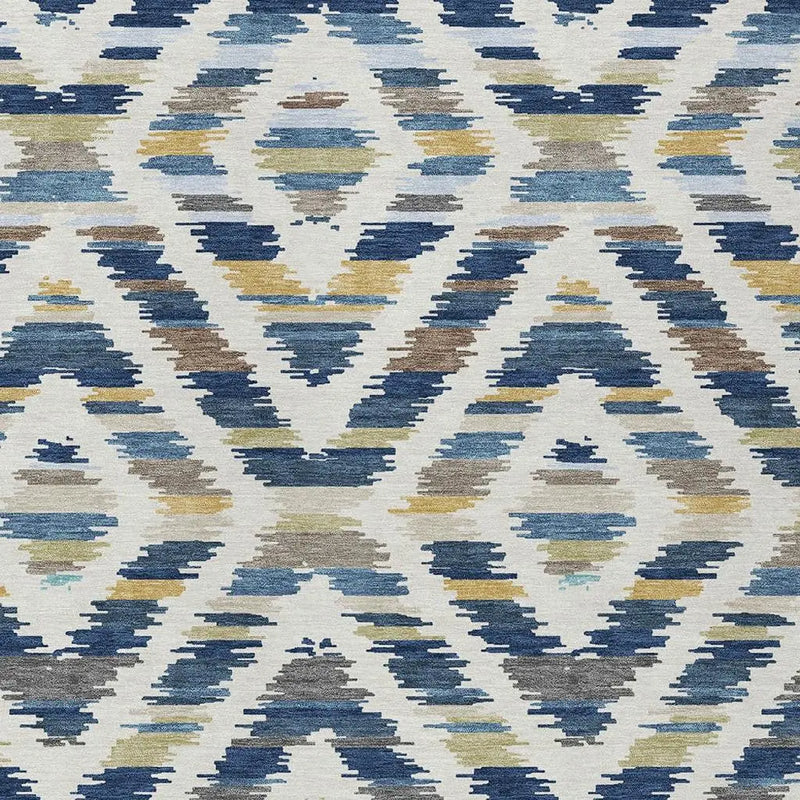 10' X 14' Navy Blue And Ivory Tribal Washable Indoor Outdoor Area Rug Homeroots Outdoor