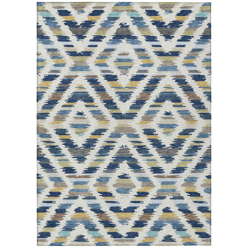 10' X 14' Navy Blue And Ivory Tribal Washable Indoor Outdoor Area Rug Homeroots Outdoor