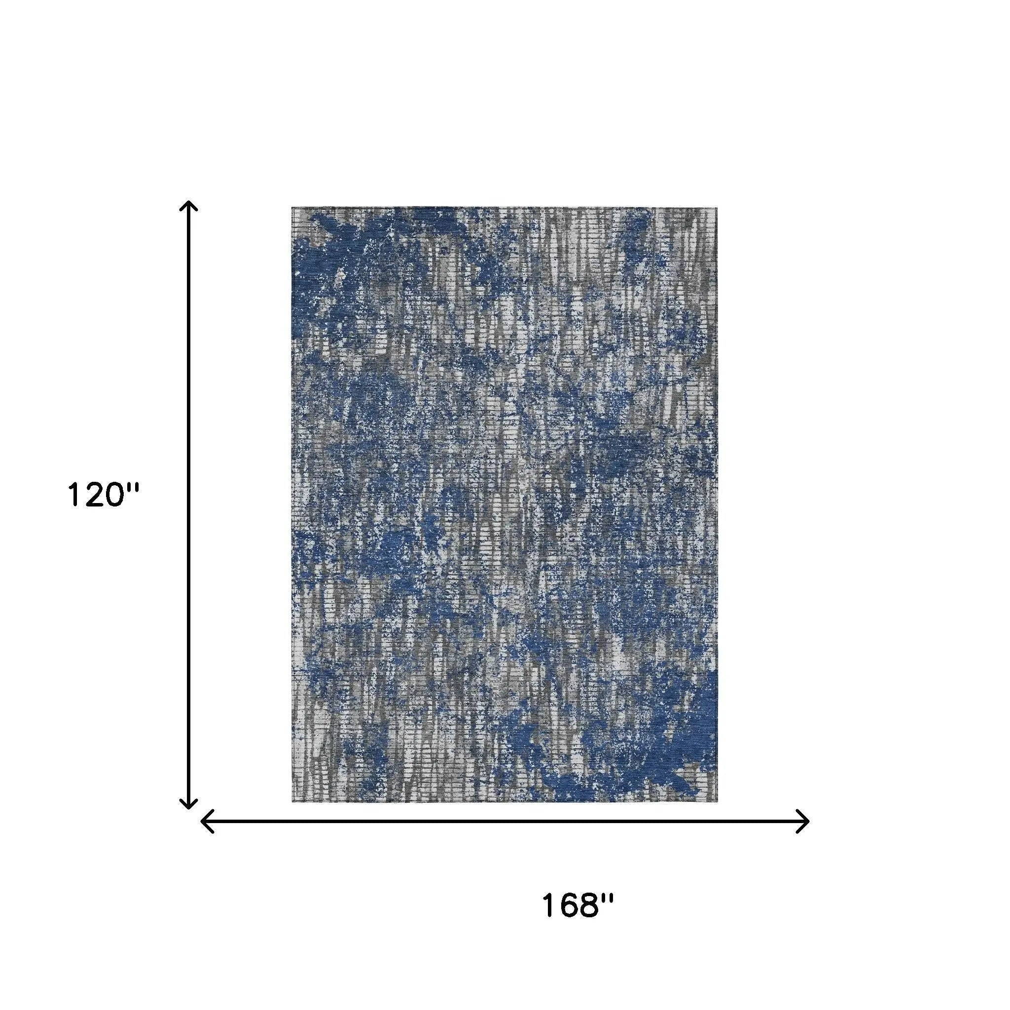 10' X 14' Navy Blue And Khaki Abstract Washable Indoor Outdoor Area Rug Homeroots Outdoor