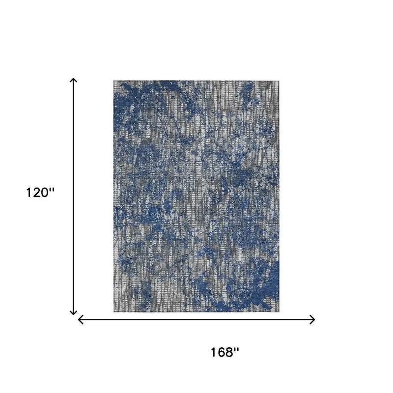 10' X 14' Navy Blue And Khaki Abstract Washable Indoor Outdoor Area Rug Homeroots Outdoor