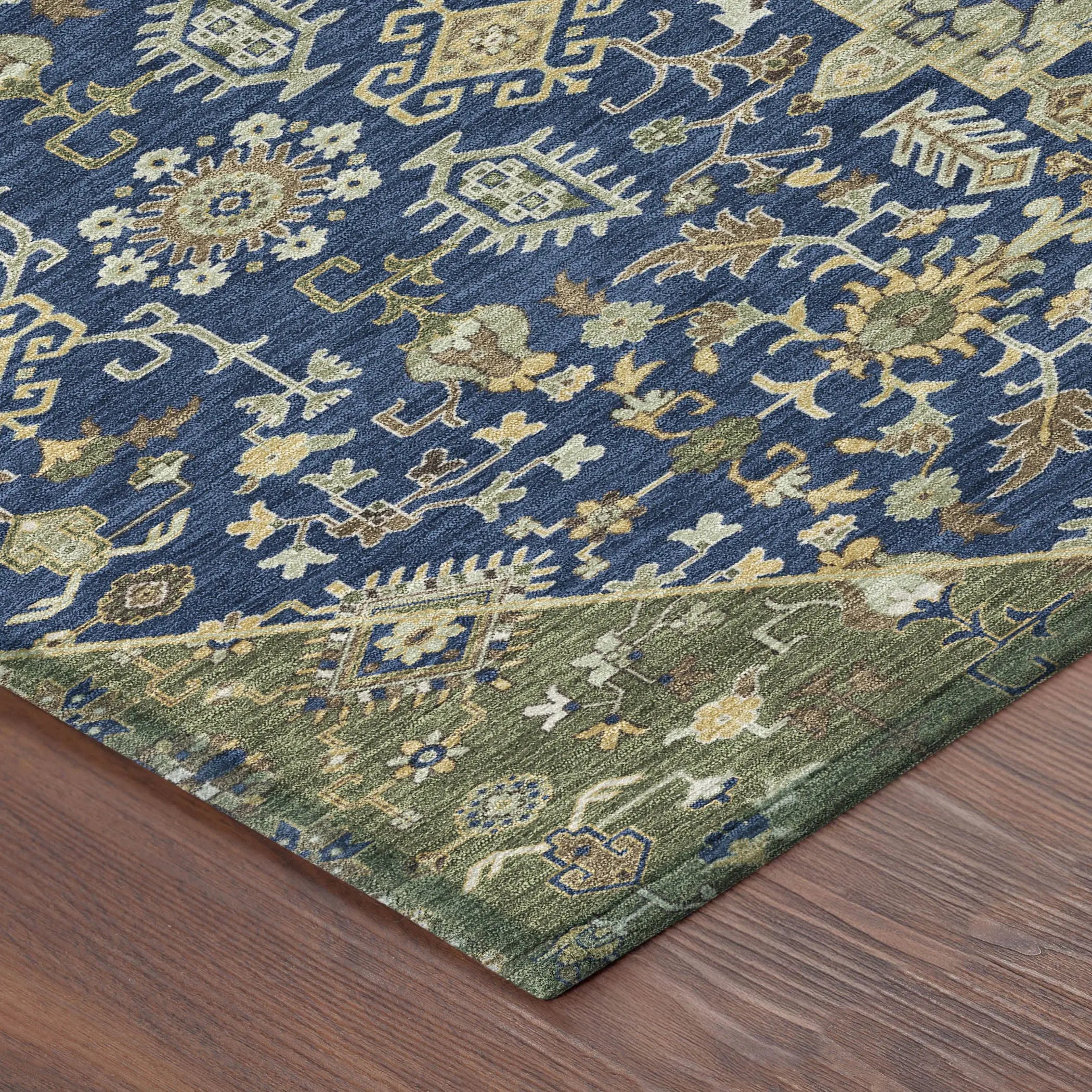 10' X 14' Navy Blue And Pewter Medallion Washable Indoor Outdoor Area Rug Homeroots Outdoor