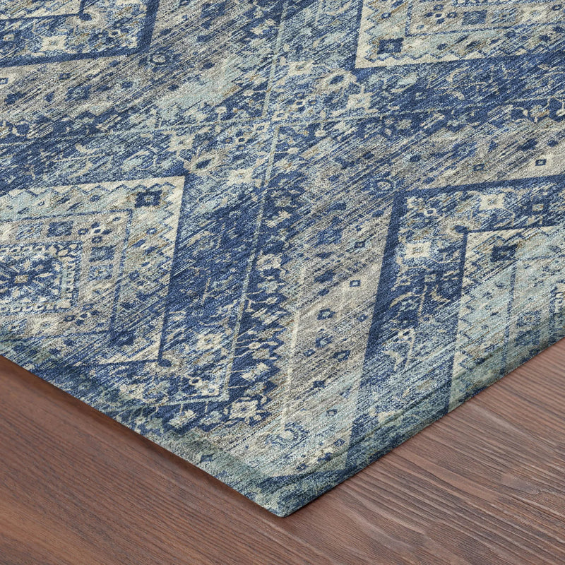 10' X 14' Navy Blue And Pink Tribal Washable Indoor Outdoor Area Rug Homeroots Outdoor
