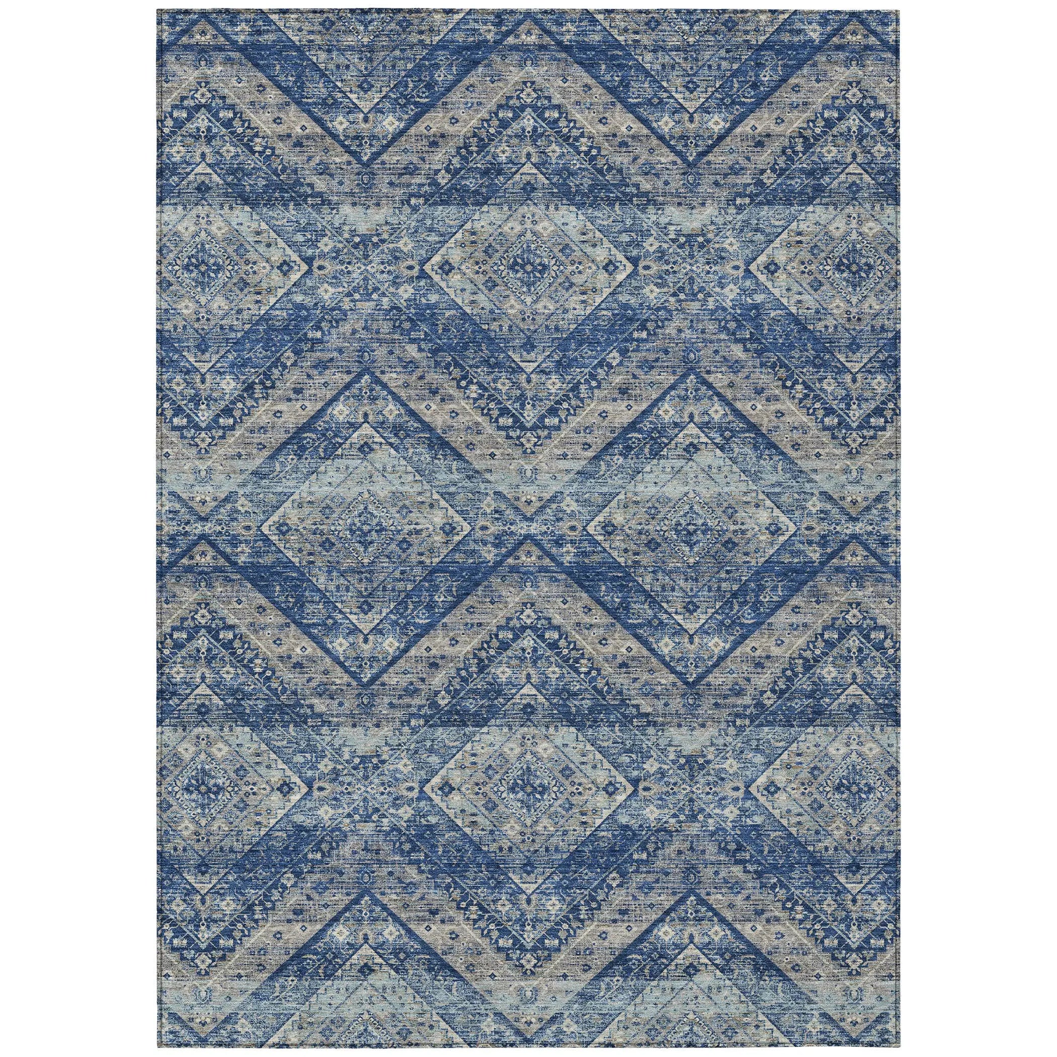 10' X 14' Navy Blue And Pink Tribal Washable Indoor Outdoor Area Rug Homeroots Outdoor