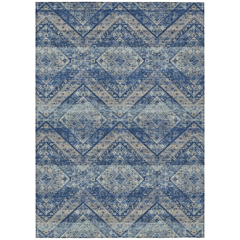 10' X 14' Navy Blue And Pink Tribal Washable Indoor Outdoor Area Rug Homeroots Outdoor