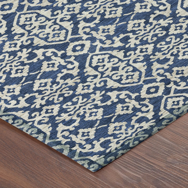 10' X 14' Navy Blue And Silver Oriental Washable Indoor Outdoor Area Rug Homeroots Outdoor