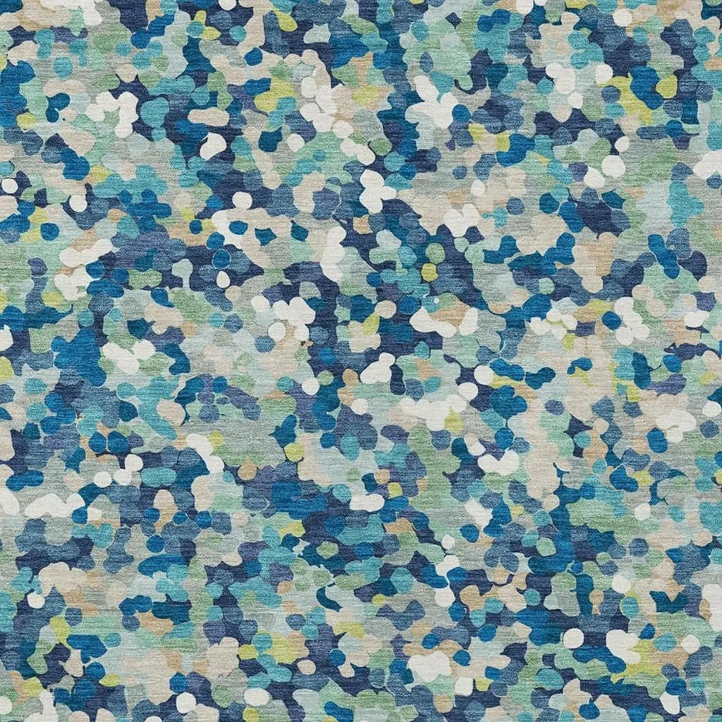 10' X 14' Navy Blue And Sky Blue Geometric Washable Indoor Outdoor Area Rug Homeroots Outdoor