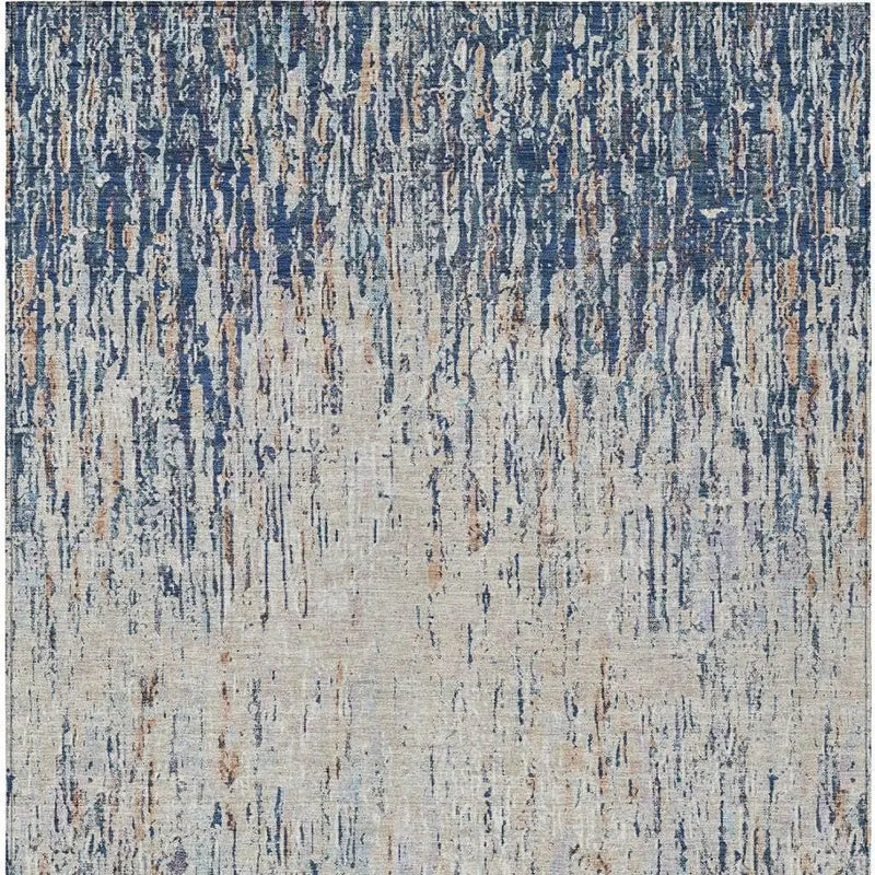 10' X 14' Navy Blue And Taupe Striped Washable Indoor Outdoor Area Rug Homeroots Outdoor