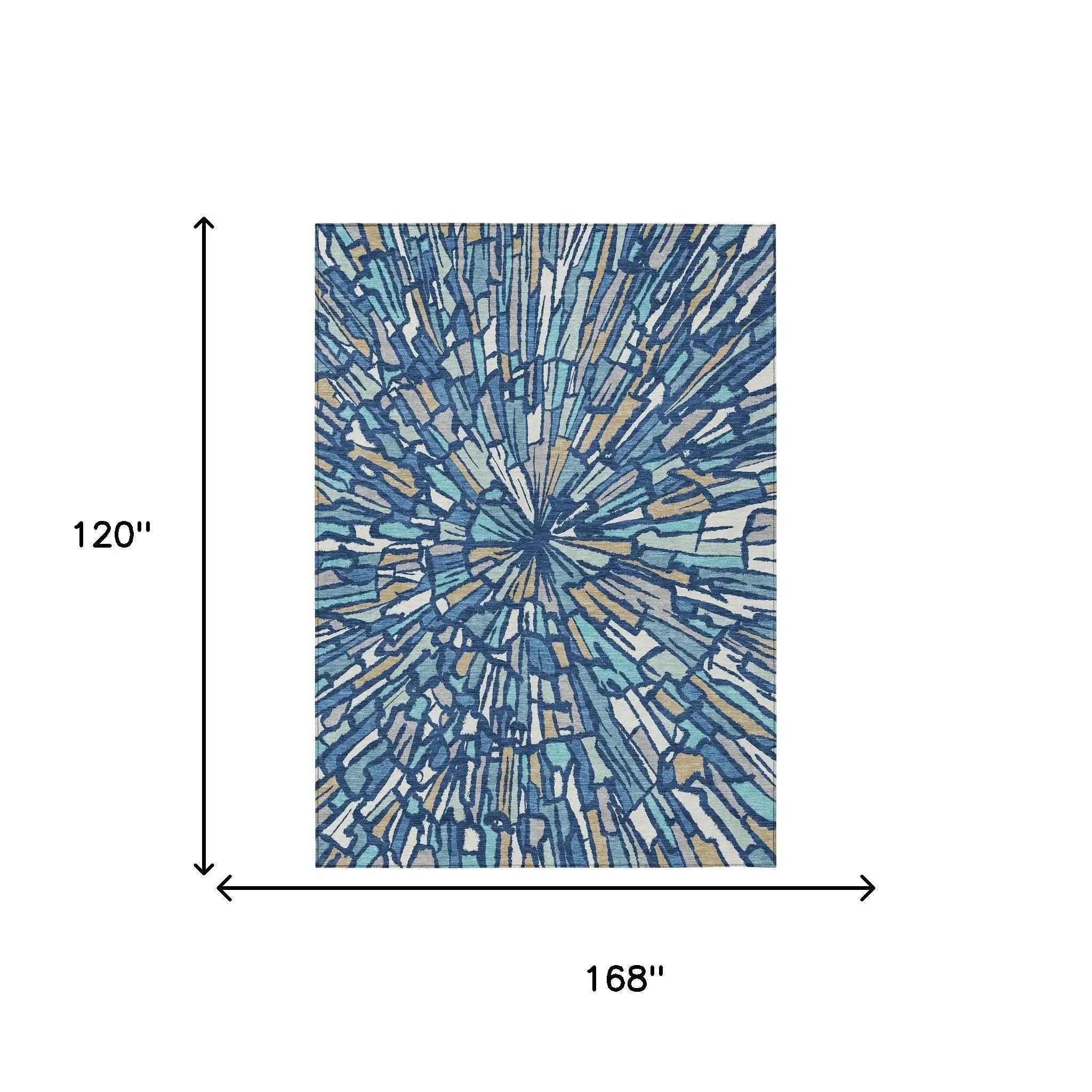 10' X 14' Navy Blue And Teal Blue Abstract Washable Indoor Outdoor Area Rug Homeroots Outdoor