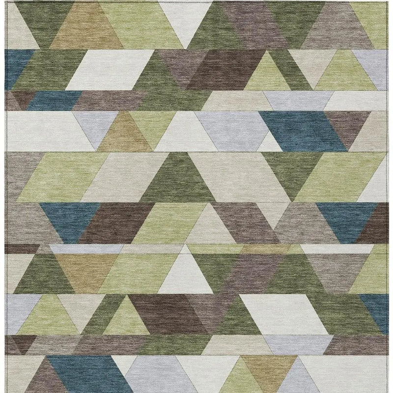 10' X 14' Olive Green And Beige Geometric Washable Indoor Outdoor Area Rug Homeroots Outdoor
