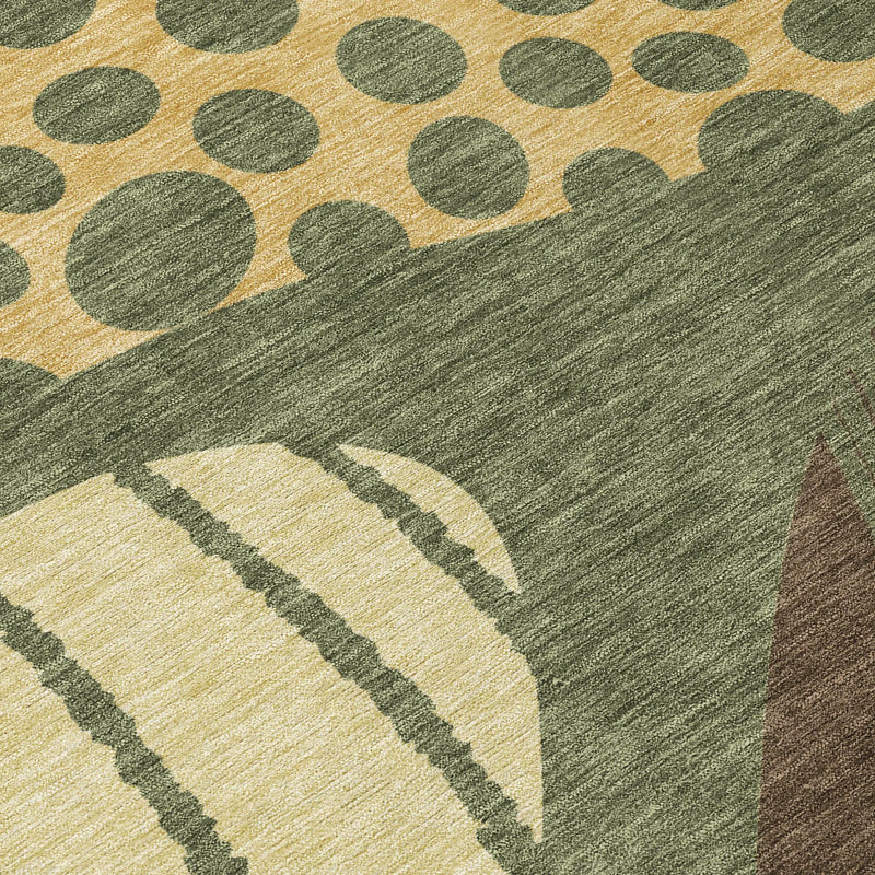 10' X 14' Olive Green And Blue Abstract Washable Indoor Outdoor Area Rug Homeroots Outdoor