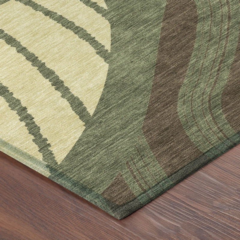 10' X 14' Olive Green And Blue Abstract Washable Indoor Outdoor Area Rug Homeroots Outdoor