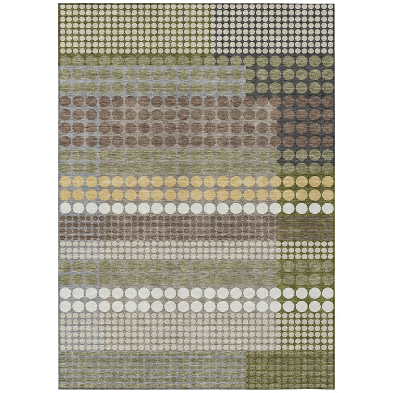 10' X 14' Olive Green And Brown Geometric Washable Indoor Outdoor Area Rug Homeroots Outdoor