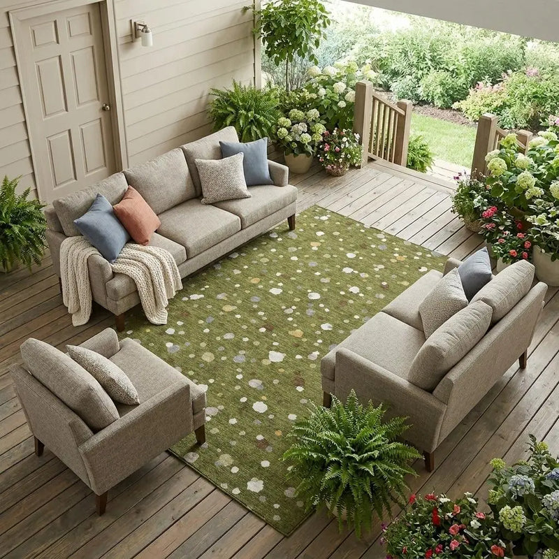 10' X 14' Olive Green And Brown Geometric Washable Indoor Outdoor Area Rug Homeroots Outdoor