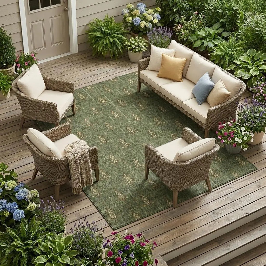 10' X 14' Olive Green And Brown Geometric Washable Indoor Outdoor Area Rug Homeroots Outdoor