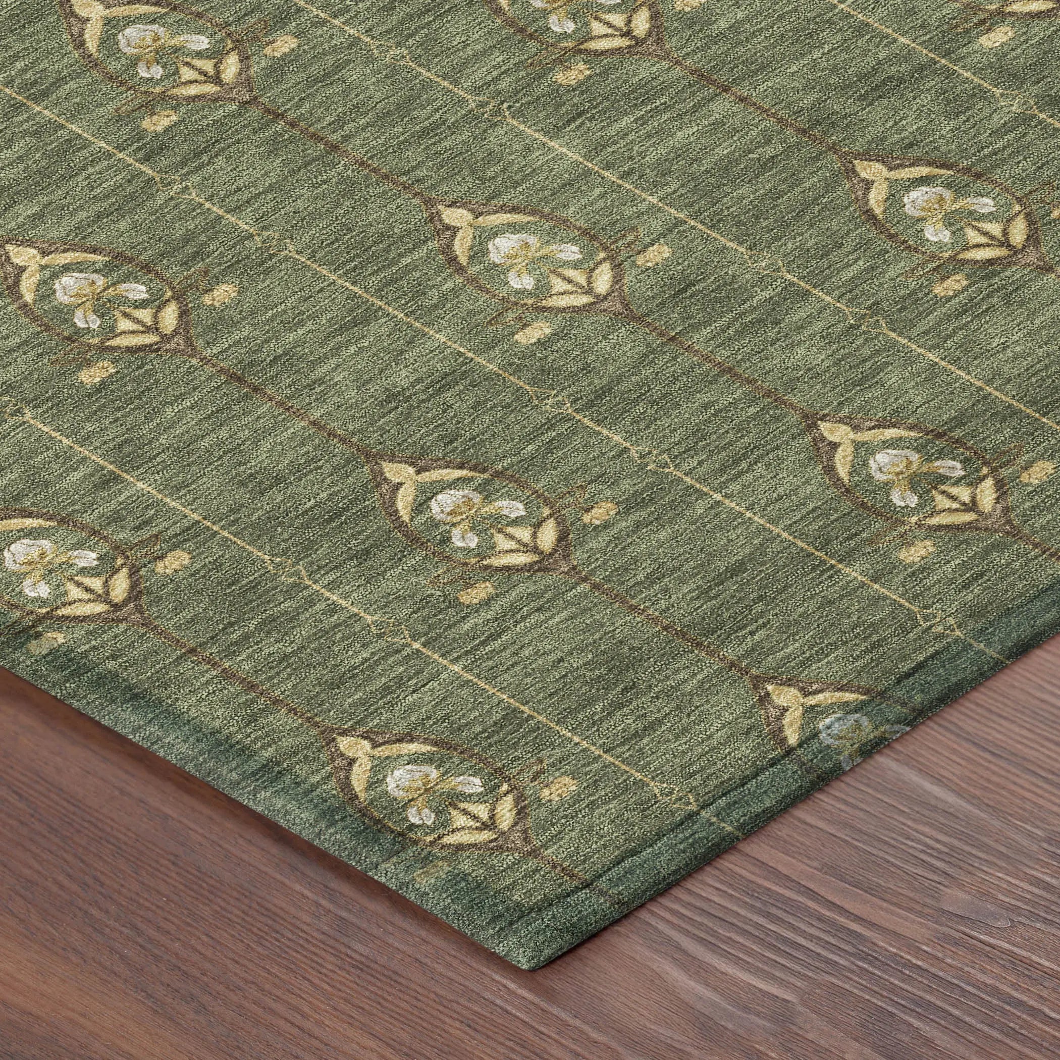 10' X 14' Olive Green And Brown Geometric Washable Indoor Outdoor Area Rug Homeroots Outdoor