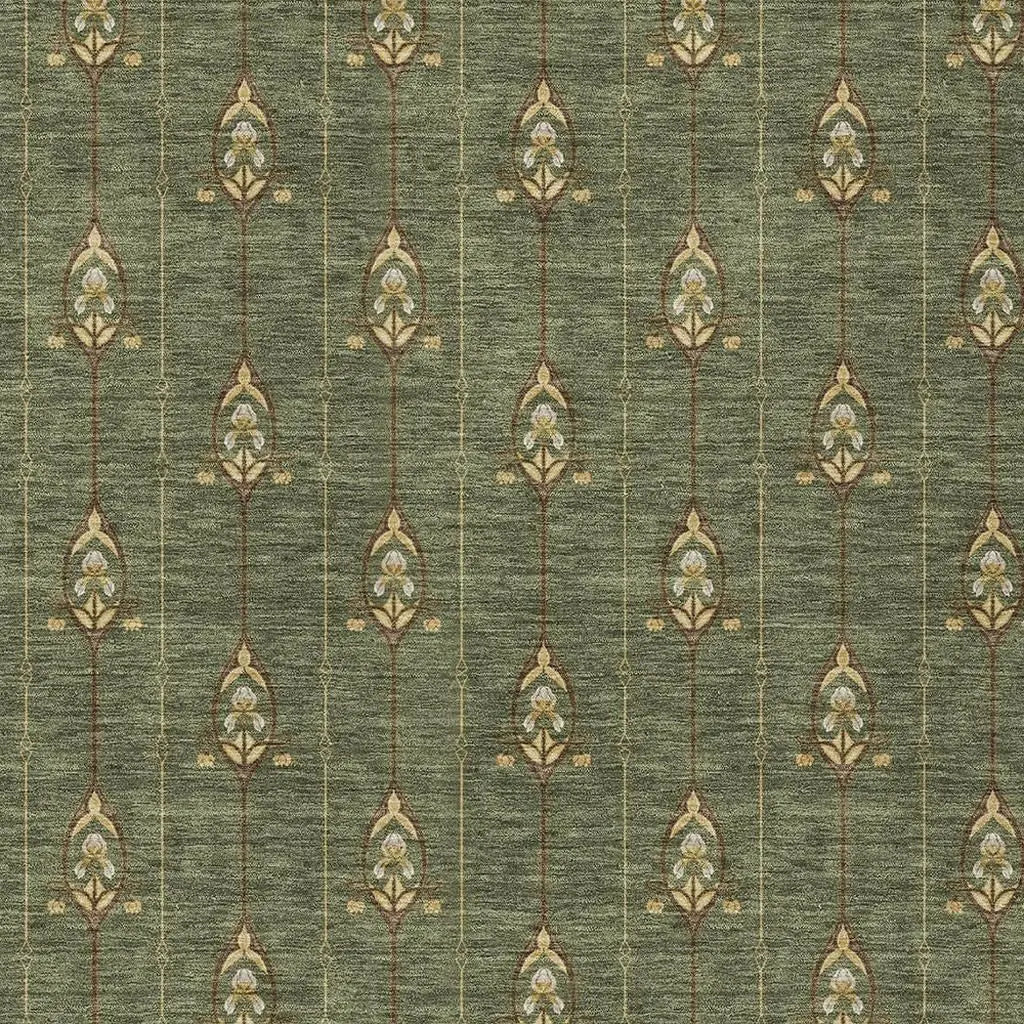 10' X 14' Olive Green And Brown Geometric Washable Indoor Outdoor Area Rug Homeroots Outdoor