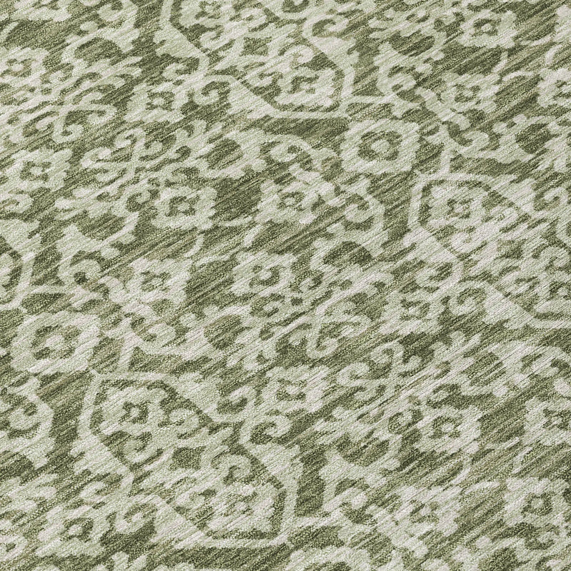 10' X 14' Olive Green And Brown Oriental Washable Indoor Outdoor Area Rug Homeroots Outdoor