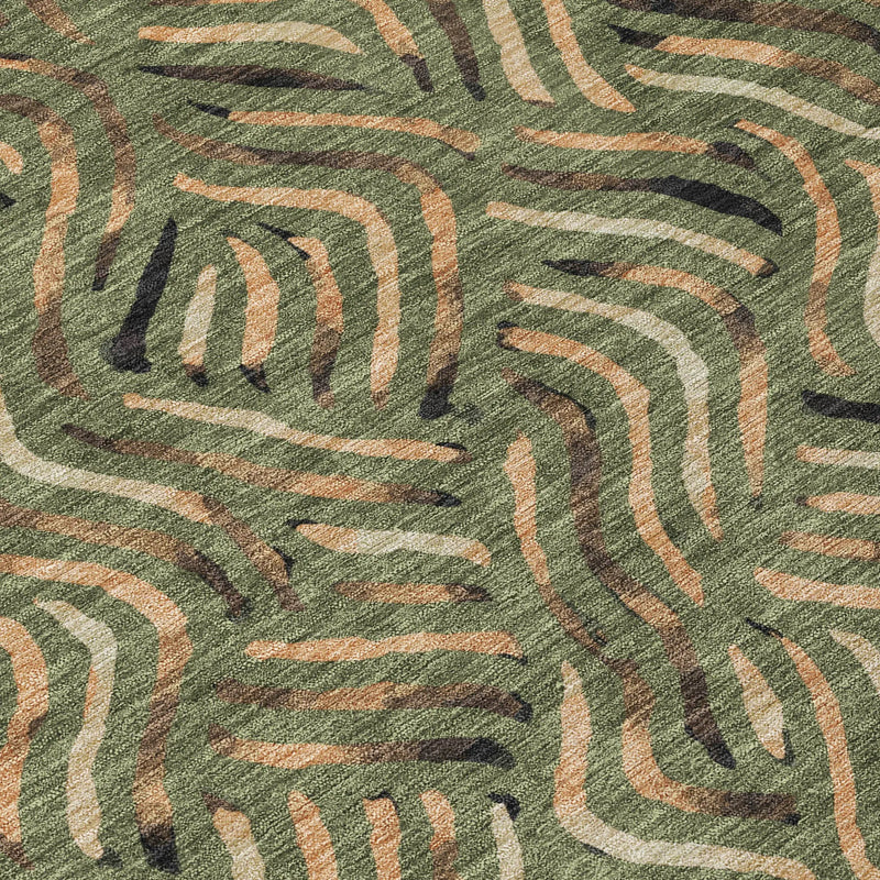 10' X 14' Olive Green And Copper Abstract Washable Indoor Outdoor Area Rug Homeroots Outdoor