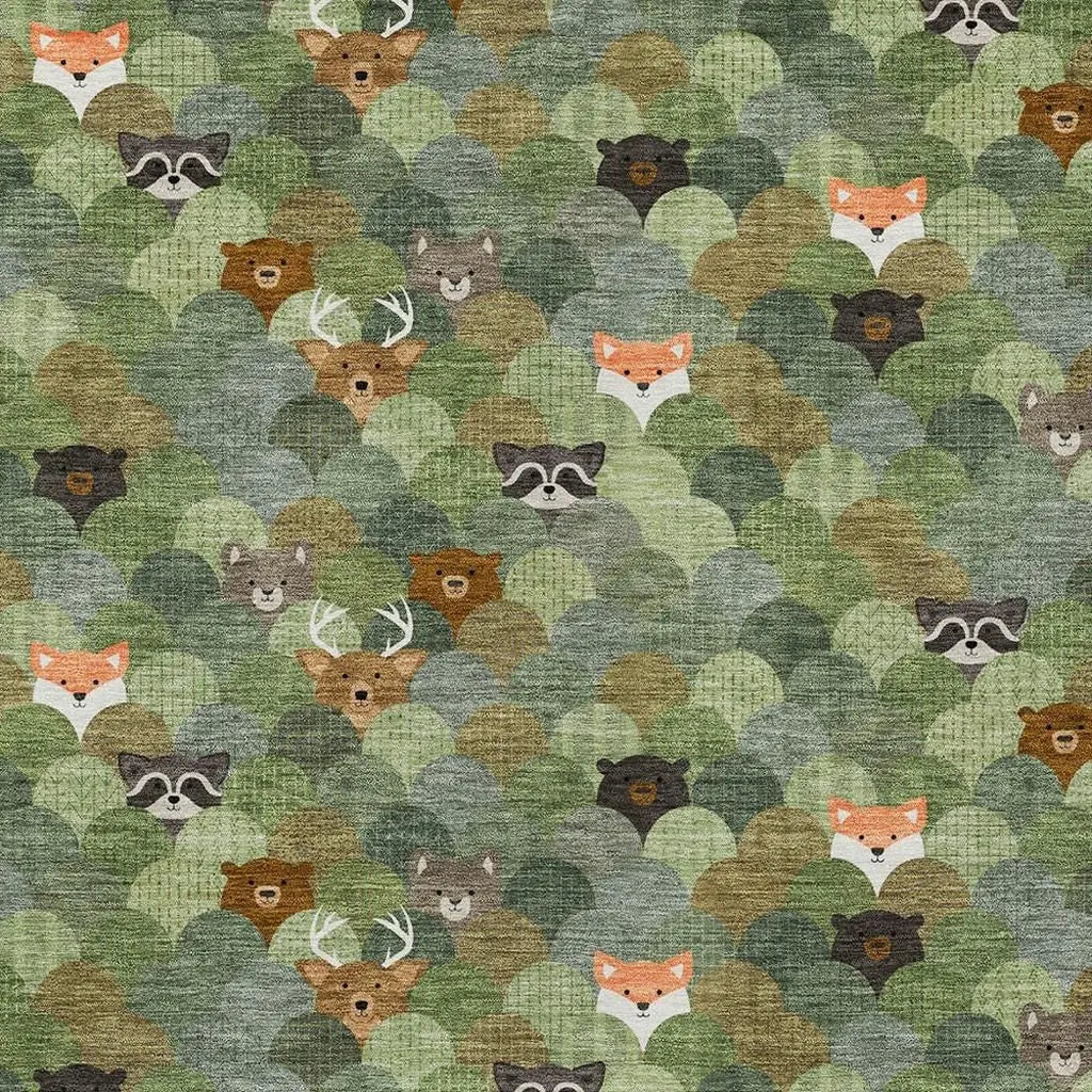 10' X 14' Olive Green And Fern Green Cactus Washable Indoor Outdoor Area Rug Homeroots Outdoor