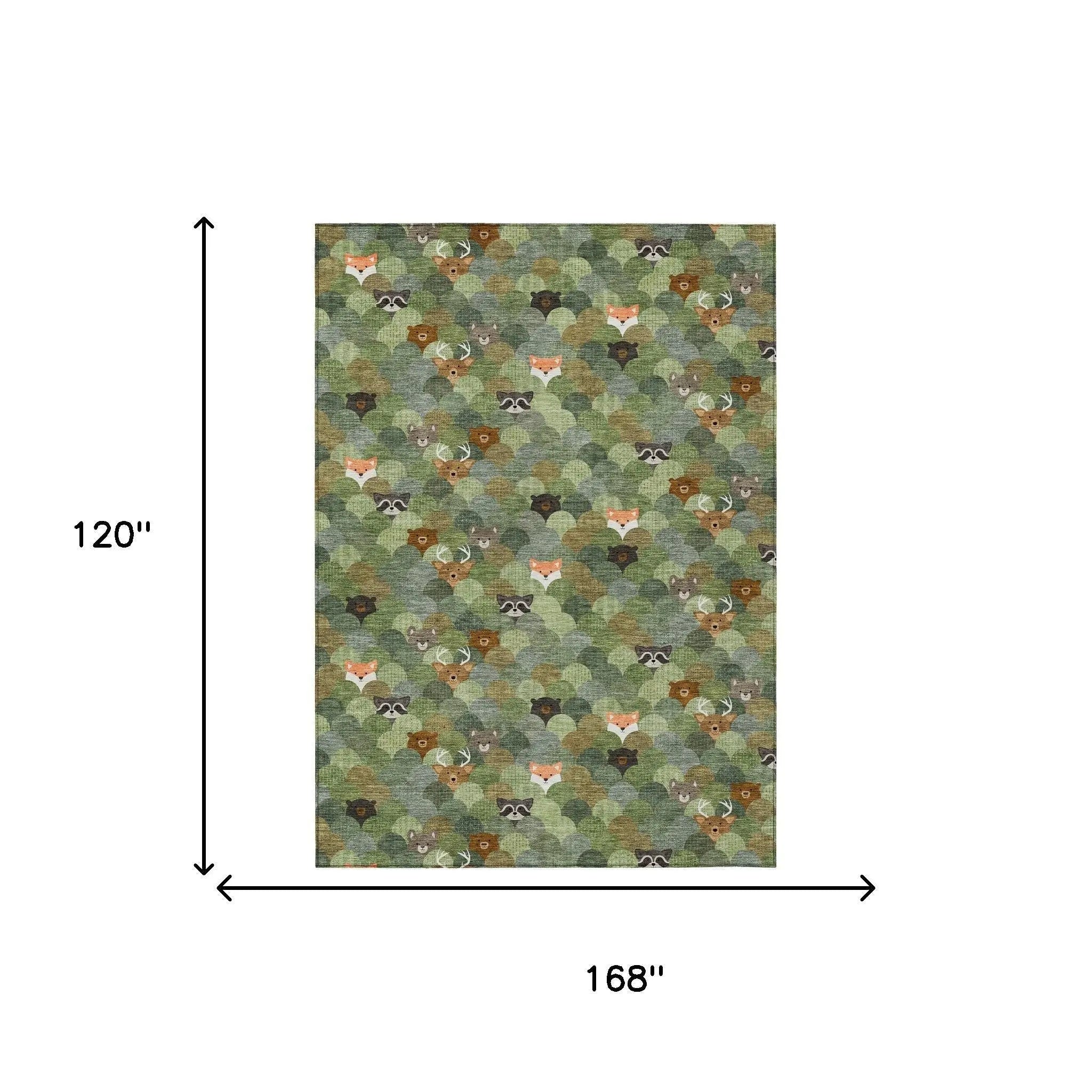 10' X 14' Olive Green And Fern Green Cactus Washable Indoor Outdoor Area Rug Homeroots Outdoor