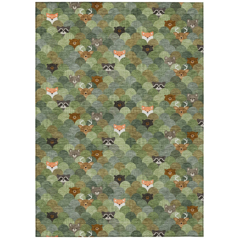 10' X 14' Olive Green And Fern Green Cactus Washable Indoor Outdoor Area Rug Homeroots Outdoor