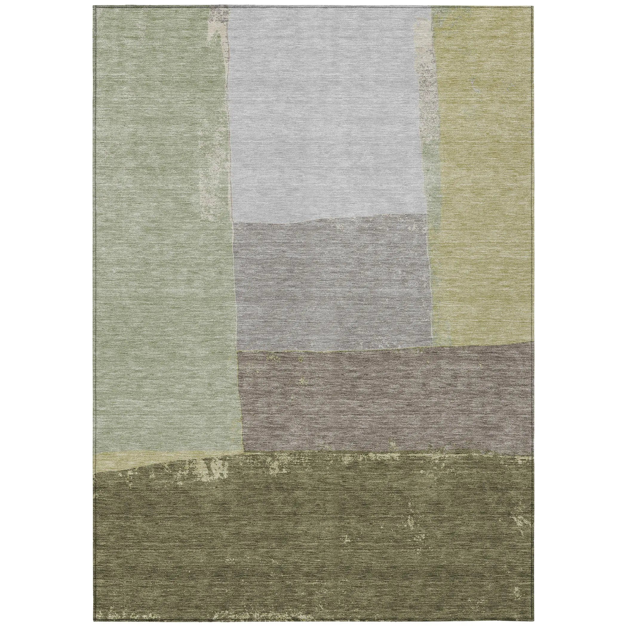 10' X 14' Olive Green And Fern Green Geometric Washable Indoor Outdoor Area Rug Homeroots Outdoor