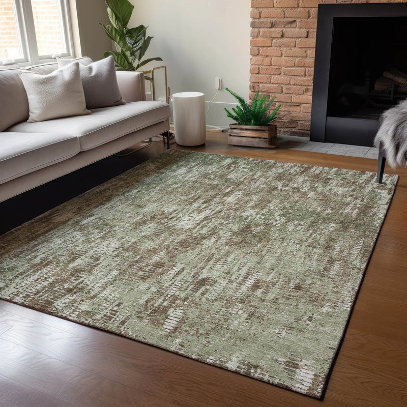 10' X 14' Olive Green And Graphite Abstract Washable Indoor Outdoor Area Rug Homeroots Outdoor