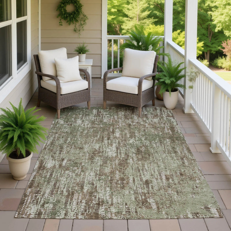 10' X 14' Olive Green And Graphite Abstract Washable Indoor Outdoor Area Rug Homeroots Outdoor