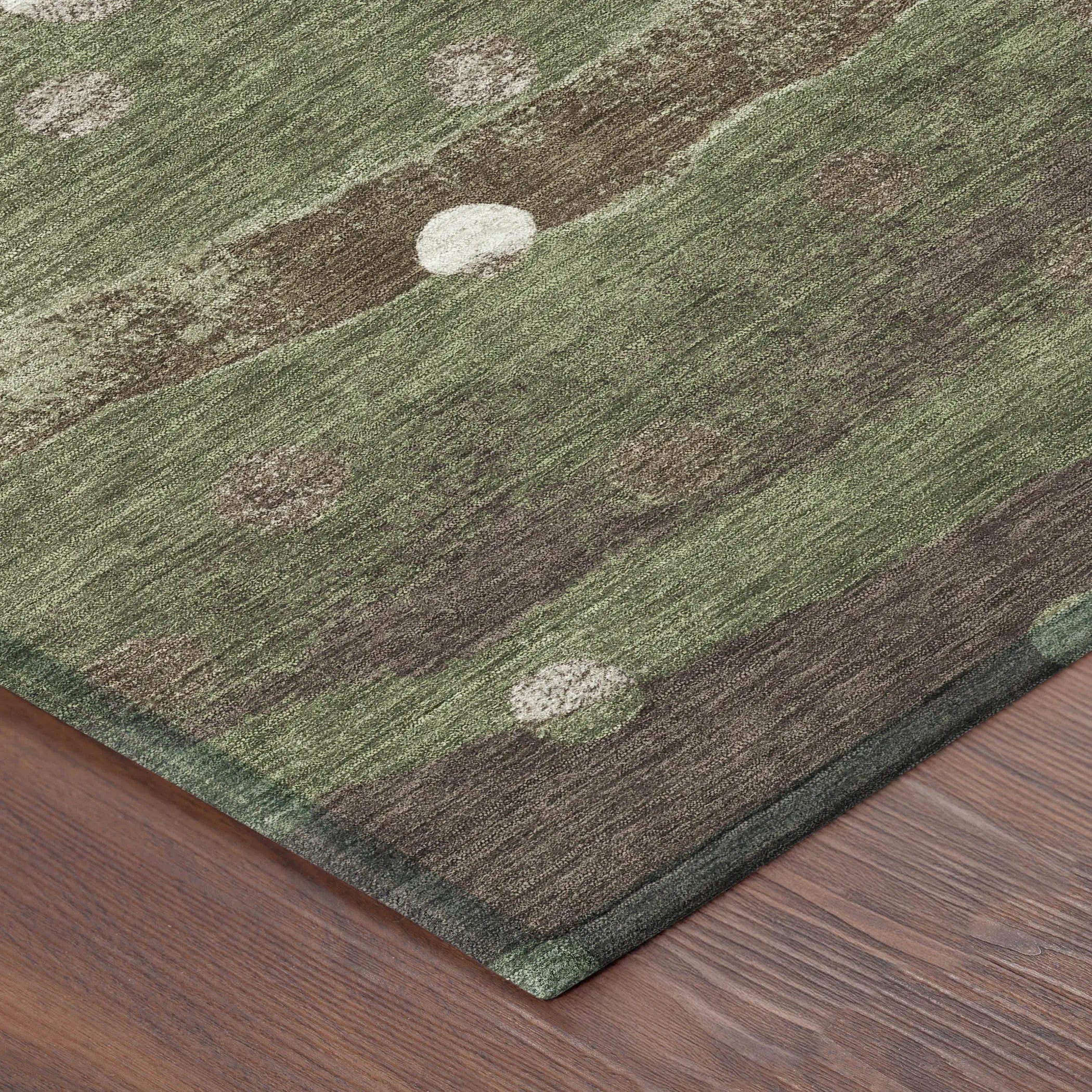 10' X 14' Olive Green And Gray Striped Washable Indoor Outdoor Area Rug Homeroots Outdoor