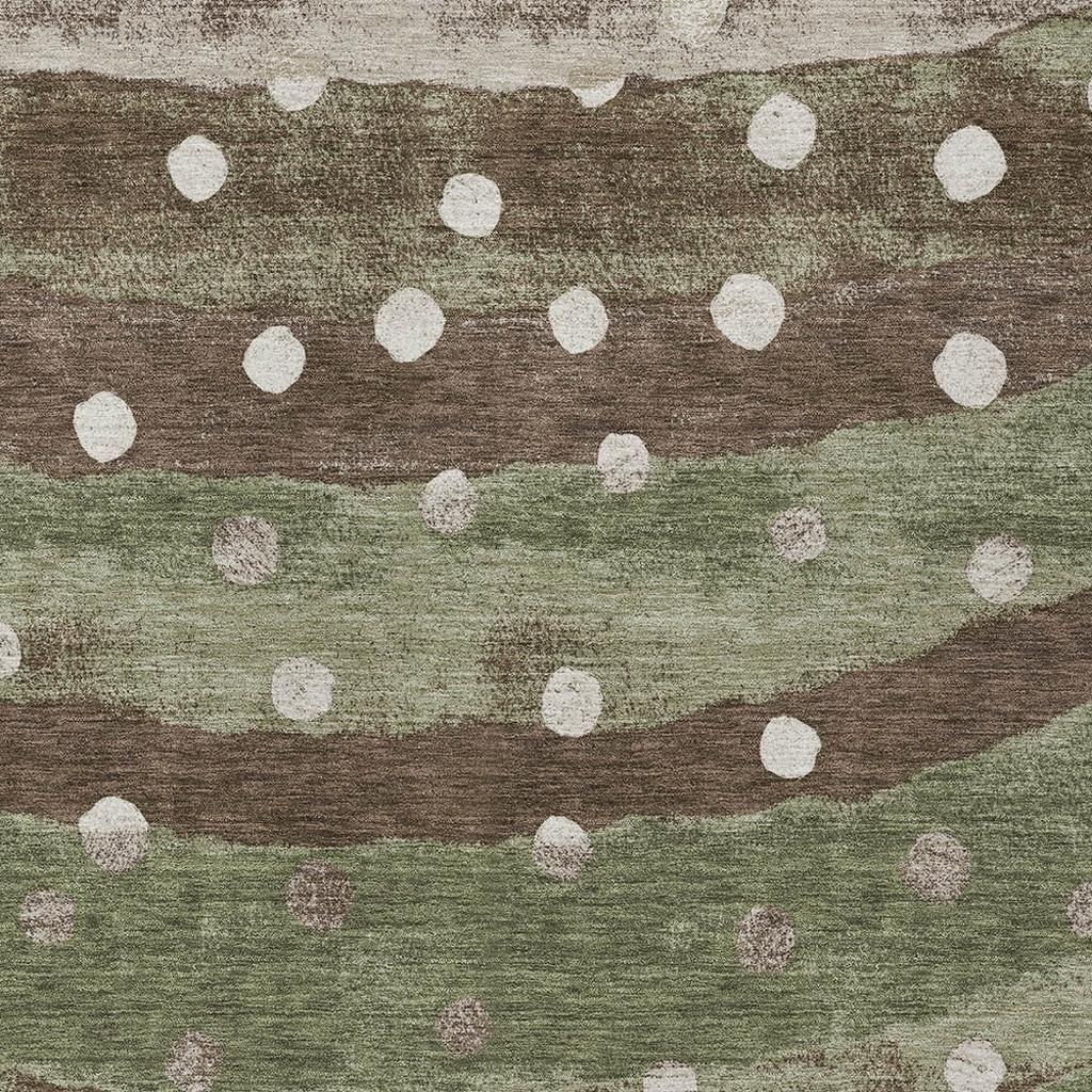 10' X 14' Olive Green And Gray Striped Washable Indoor Outdoor Area Rug Homeroots Outdoor