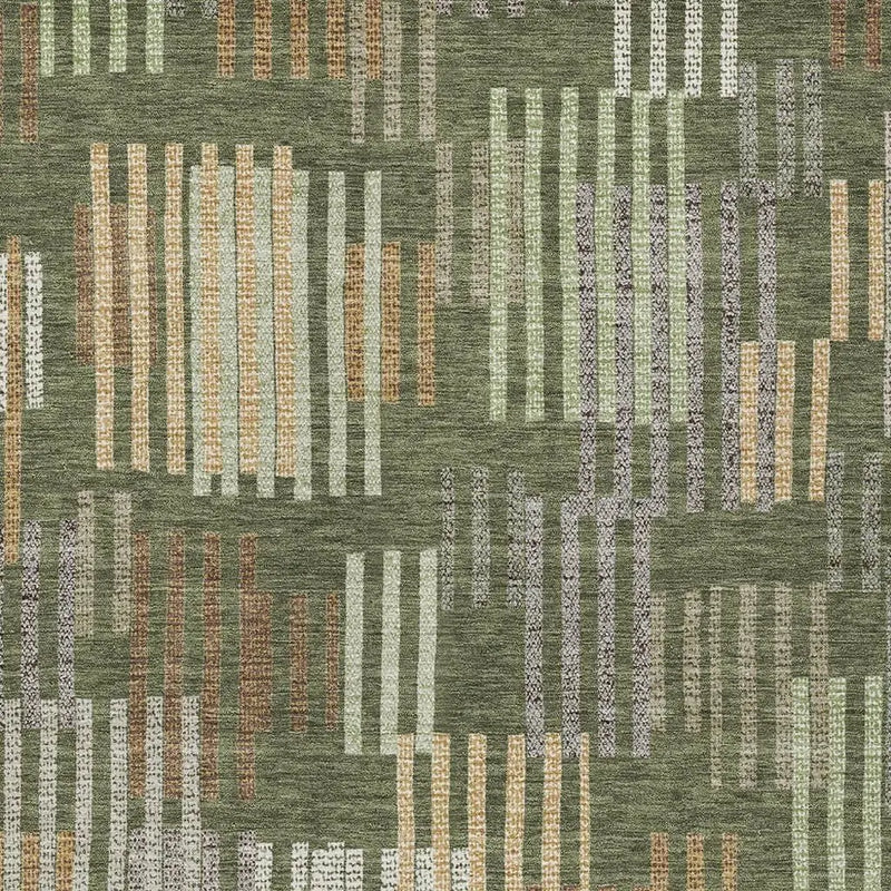 10' X 14' Olive Green And Gray Striped Washable Indoor Outdoor Area Rug Homeroots Outdoor