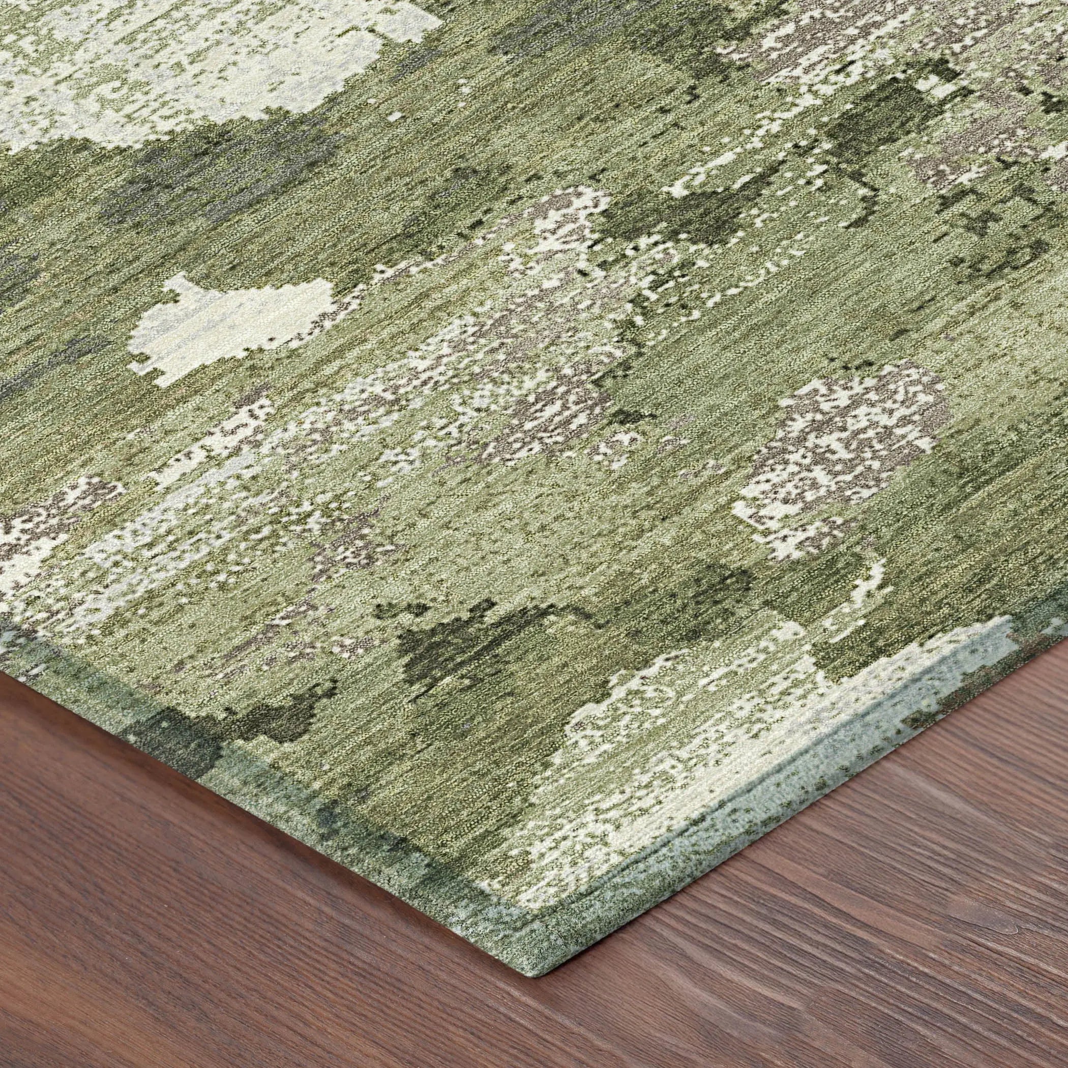 10' X 14' Olive Green And Green Abstract Washable Indoor Outdoor Area Rug Homeroots Outdoor