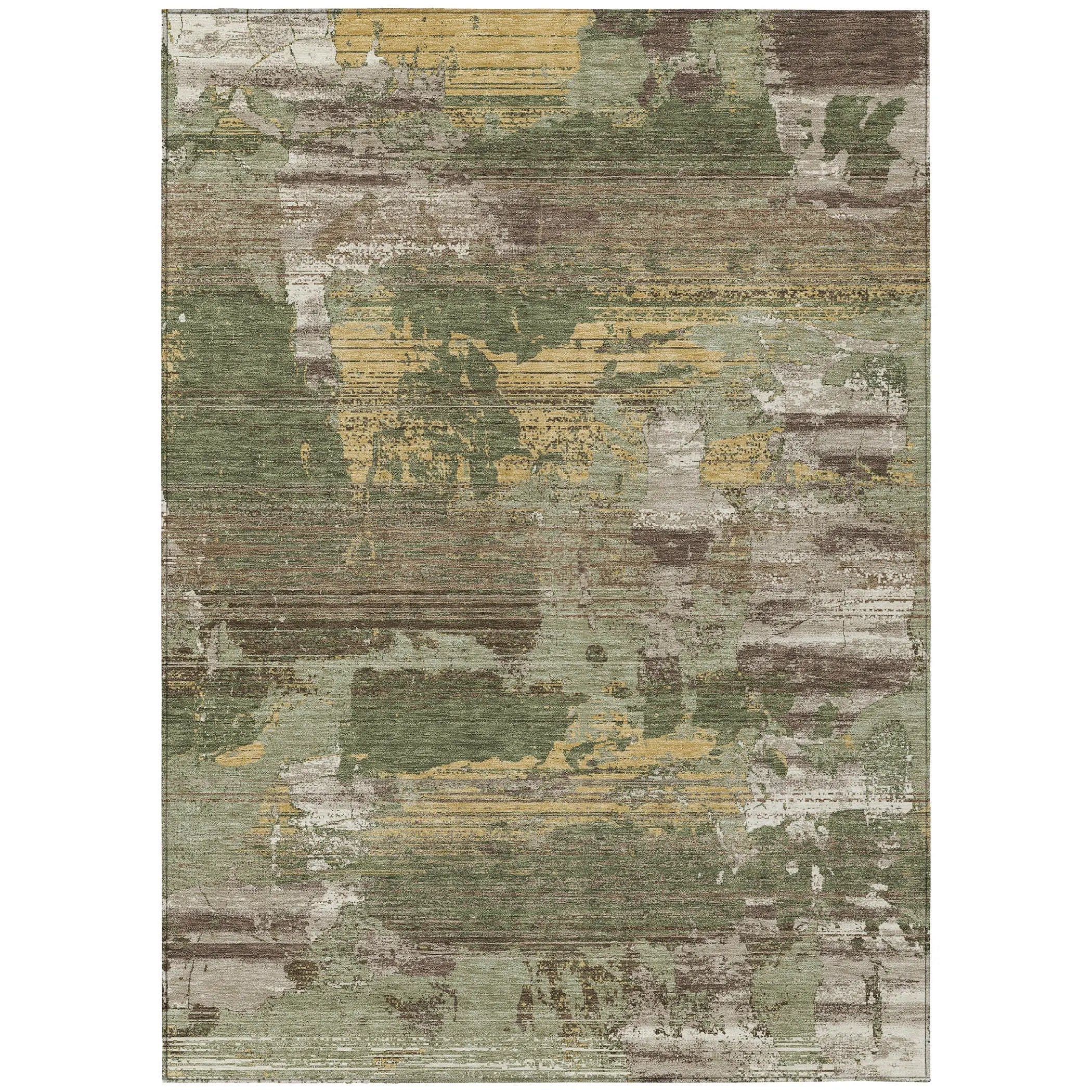 10' X 14' Olive Green And Green Abstract Washable Indoor Outdoor Area Rug Homeroots Outdoor