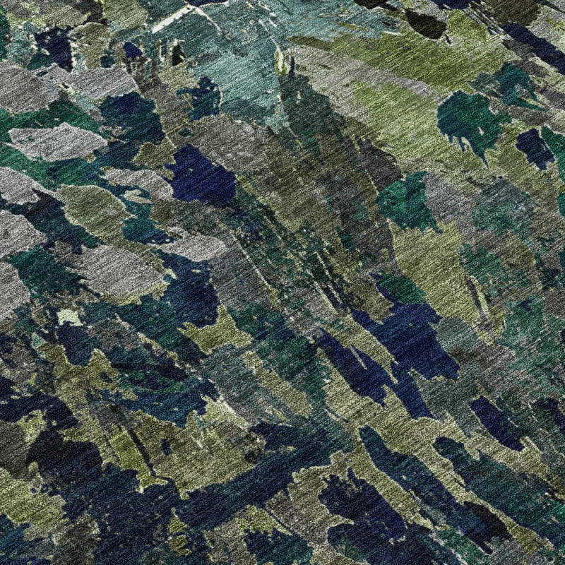 10' X 14' Olive Green And Green Abstract Washable Indoor Outdoor Area Rug Homeroots Outdoor