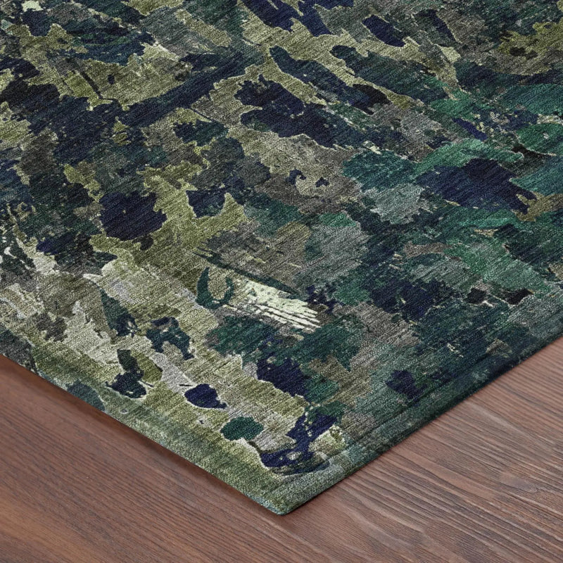 10' X 14' Olive Green And Green Abstract Washable Indoor Outdoor Area Rug Homeroots Outdoor
