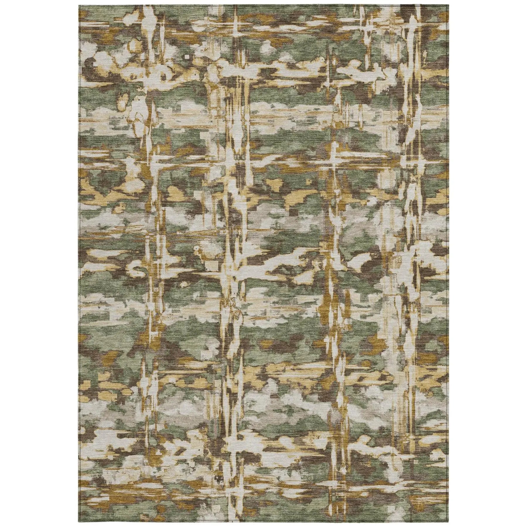 10' X 14' Olive Green And Green Abstract Washable Indoor Outdoor Area Rug Homeroots Outdoor