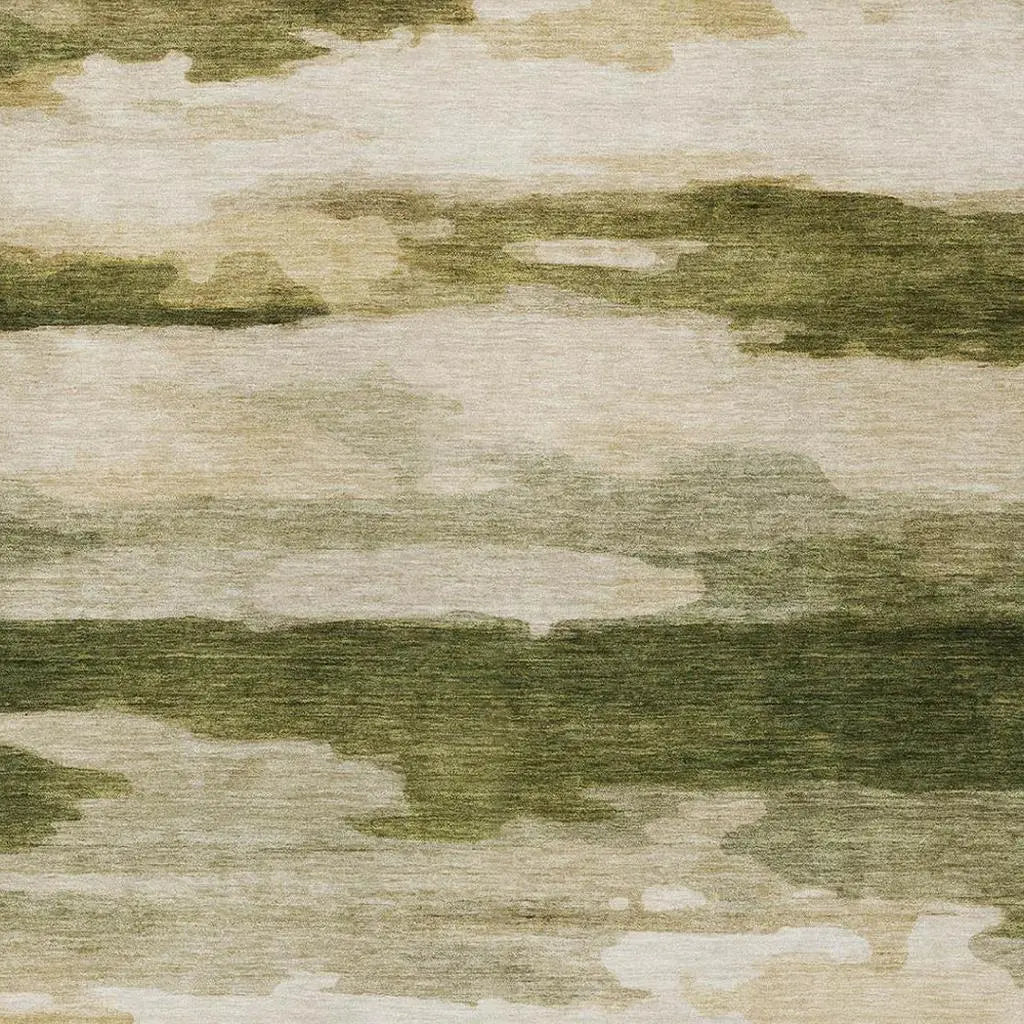 10' X 14' Olive Green And Green Abstract Washable Indoor Outdoor Area Rug Homeroots Outdoor