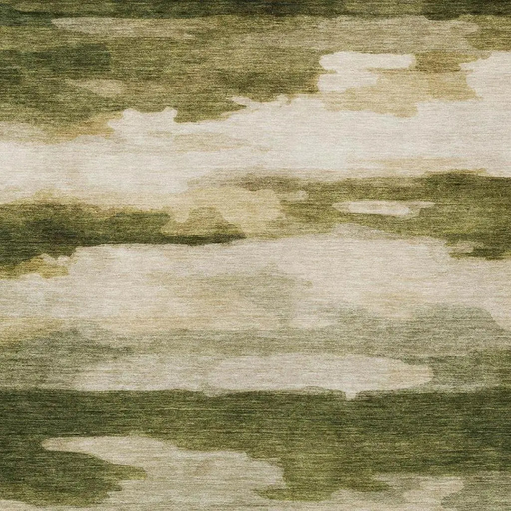 10' X 14' Olive Green And Green Abstract Washable Indoor Outdoor Area Rug Homeroots Outdoor
