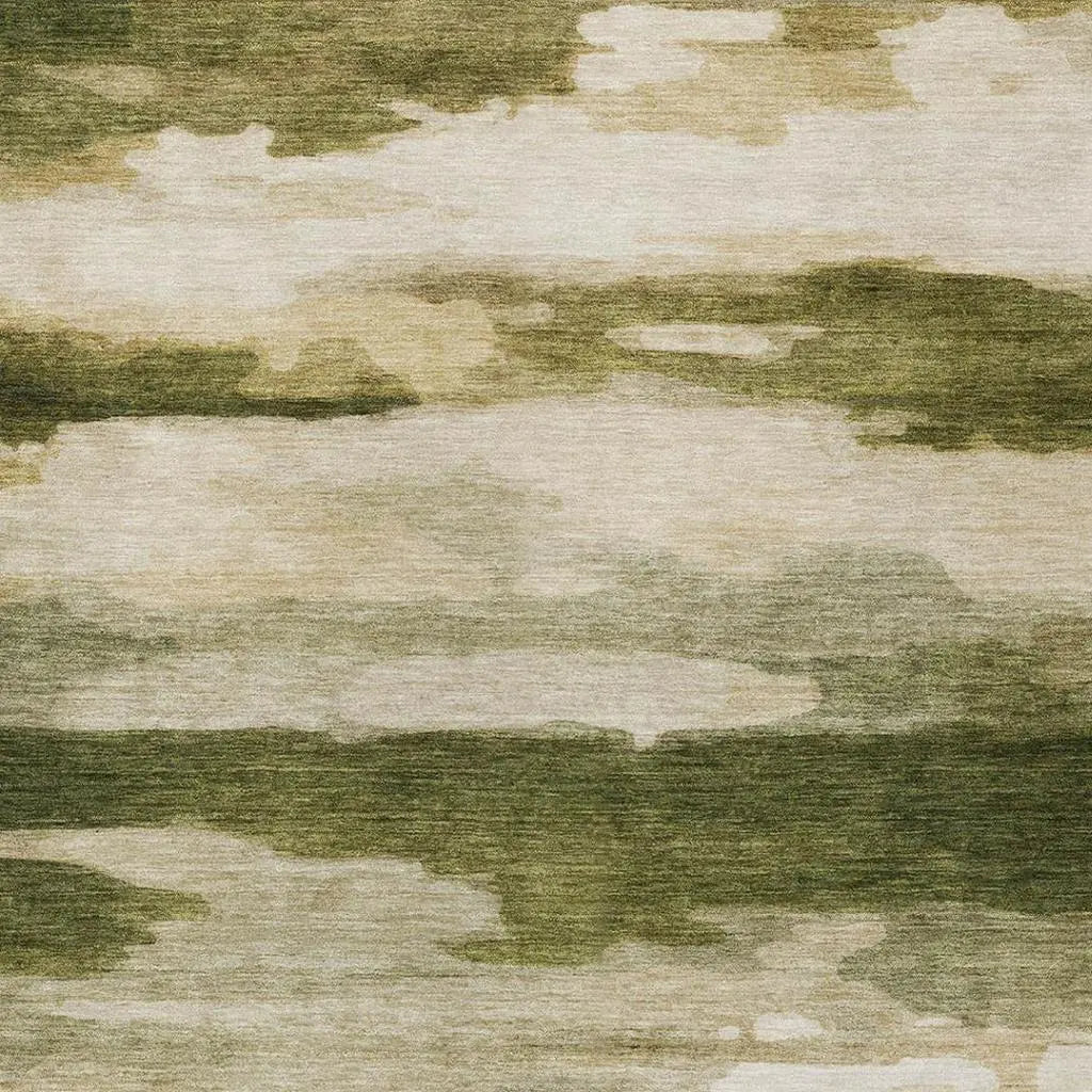 10' X 14' Olive Green And Green Abstract Washable Indoor Outdoor Area Rug Homeroots Outdoor