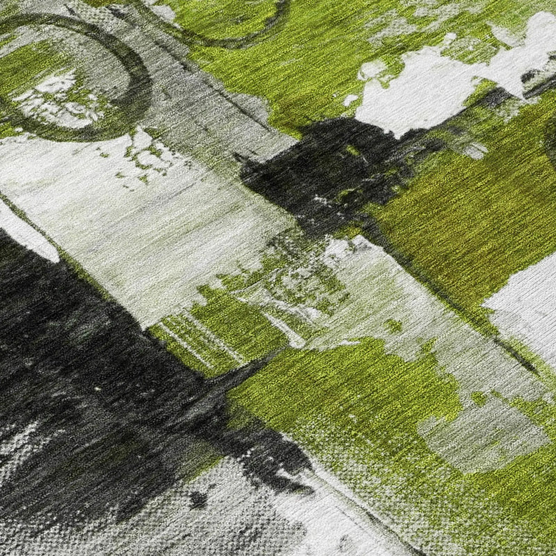 10' X 14' Olive Green And Green Abstract Washable Indoor Outdoor Area Rug Homeroots Outdoor