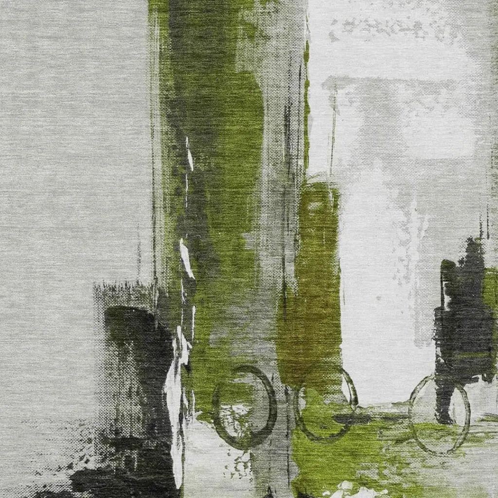 10' X 14' Olive Green And Green Abstract Washable Indoor Outdoor Area Rug Homeroots Outdoor