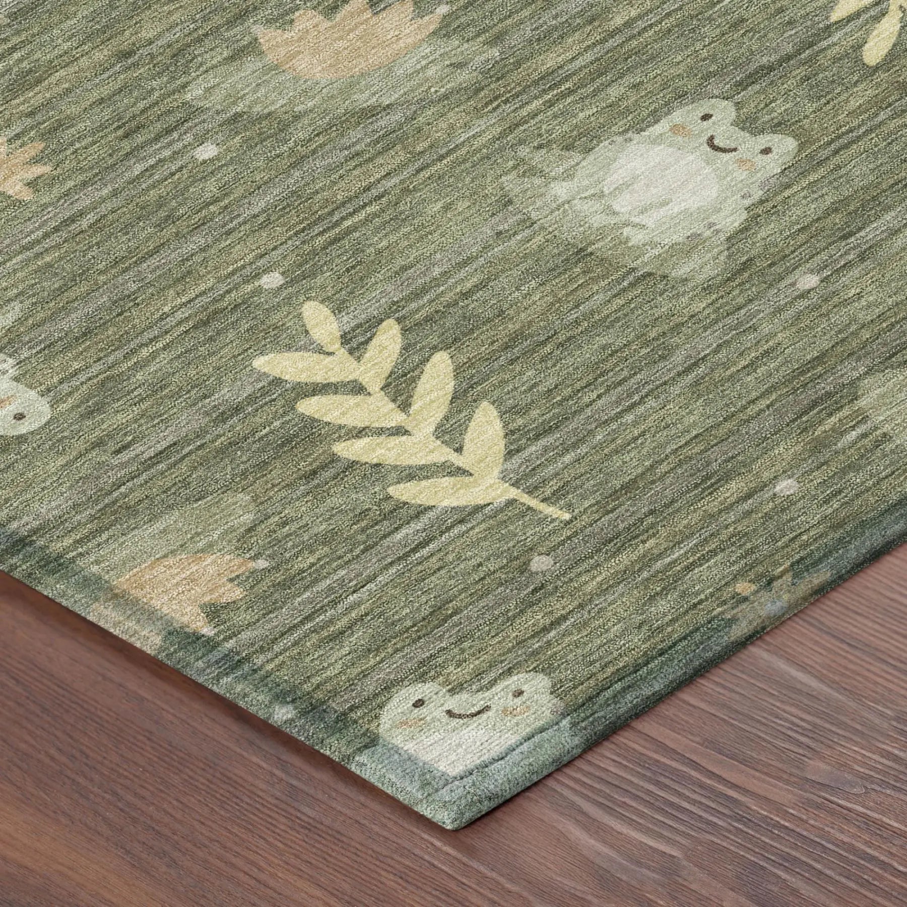10' X 14' Olive Green And Green Botanical Leaves Washable Indoor Outdoor Area Rug Homeroots Outdoor