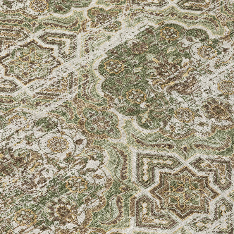 10' X 14' Olive Green And Green Floral Washable Indoor Outdoor Area Rug Homeroots Outdoor