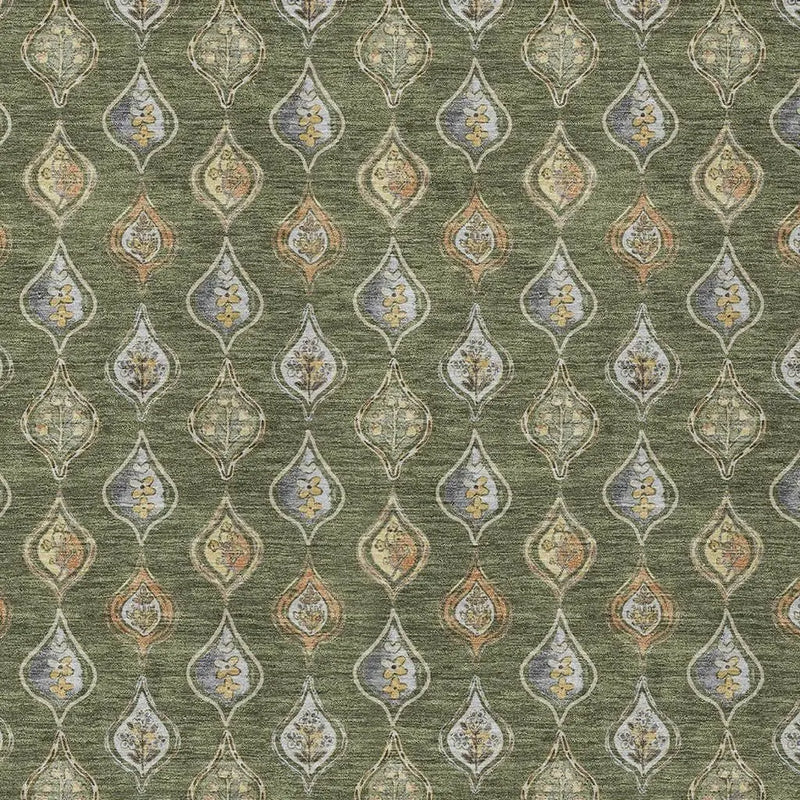 10' X 14' Olive Green And Green Floral Washable Indoor Outdoor Area Rug Homeroots Outdoor