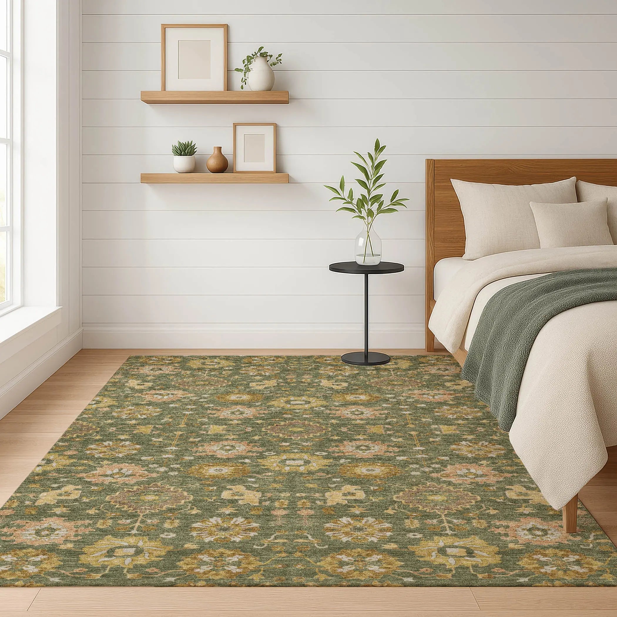 10' X 14' Olive Green And Green Geometric Washable Indoor Outdoor Area Rug Homeroots Outdoor