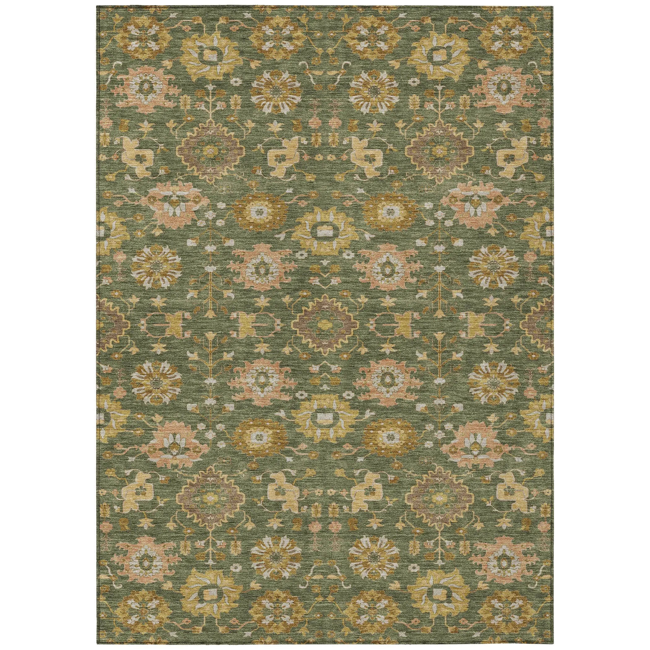 10' X 14' Olive Green And Green Geometric Washable Indoor Outdoor Area Rug Homeroots Outdoor
