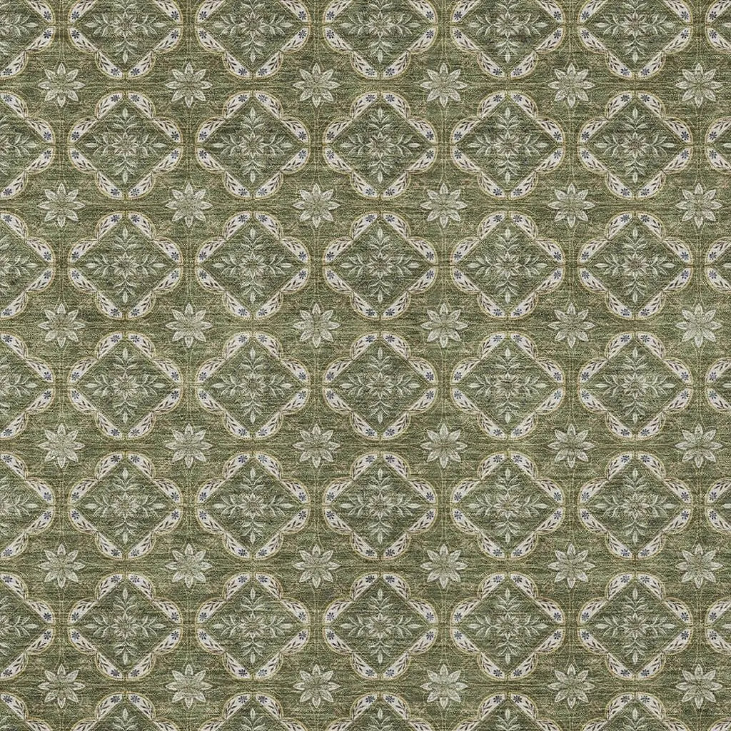 10' X 14' Olive Green And Green Geometric Washable Indoor Outdoor Area Rug Homeroots Outdoor