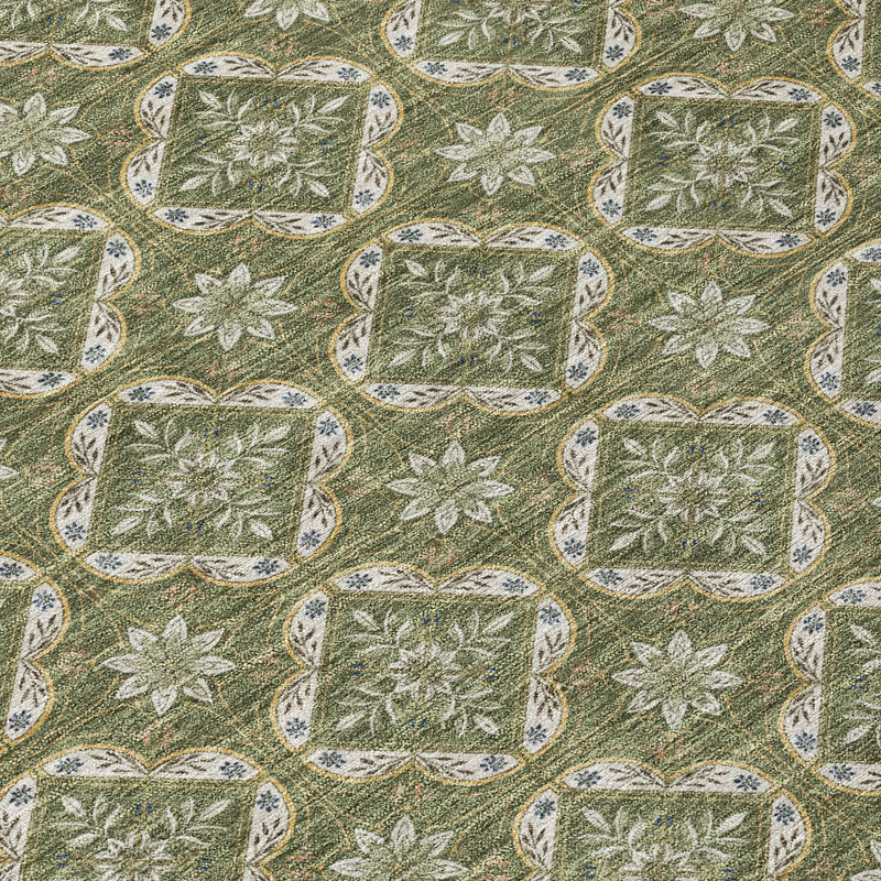 10' X 14' Olive Green And Green Geometric Washable Indoor Outdoor Area Rug Homeroots Outdoor