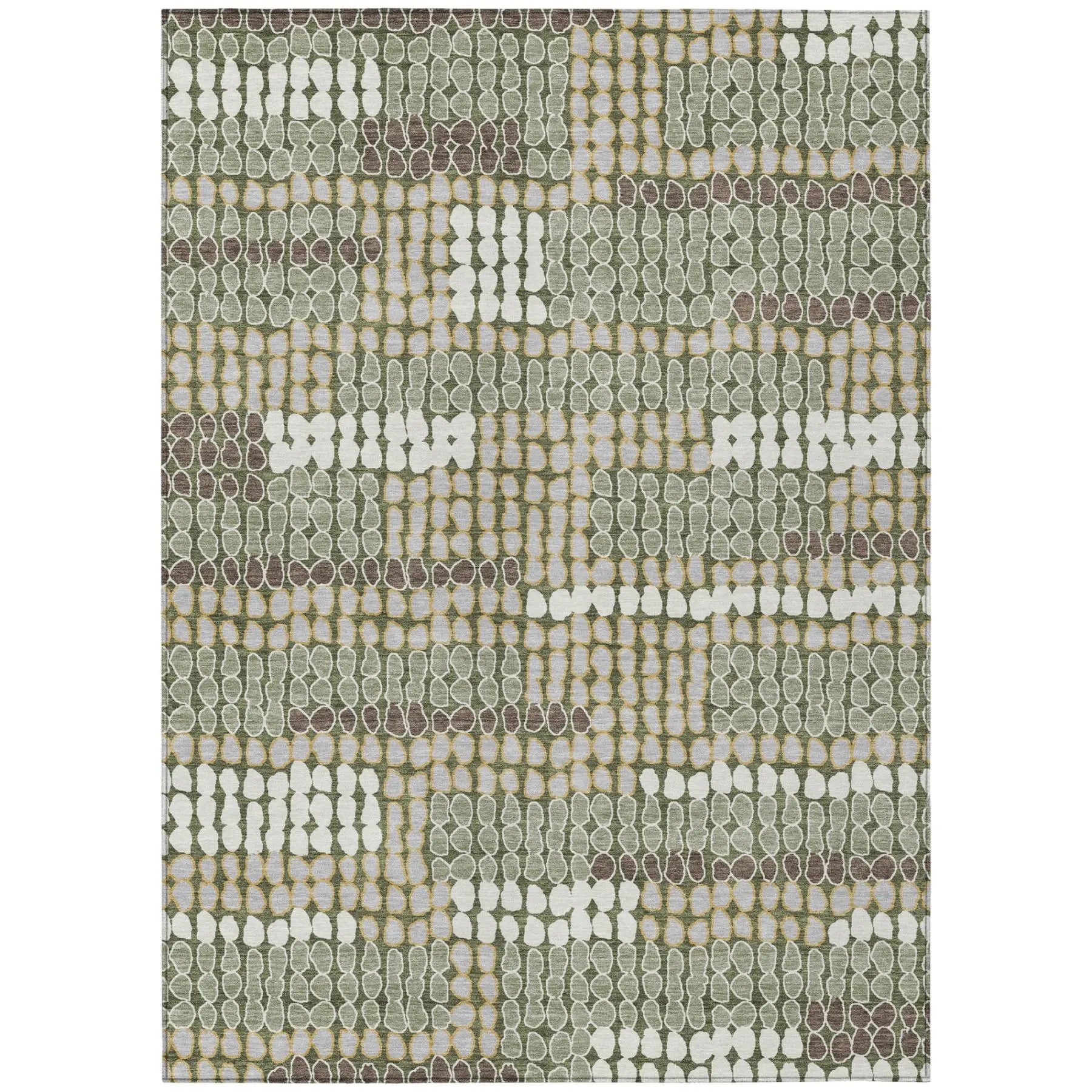 10' X 14' Olive Green And Green Geometric Washable Indoor Outdoor Area Rug Homeroots Outdoor